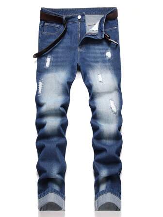 Men's Fashionable Unique Distressed Jeans
