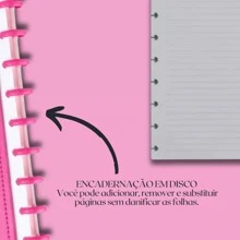 Smart Notebook Hardcover In Leatherette Notes Planning Notes Ruled Disc Cute Stationery - Hồng có co giãn - Xem 2