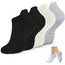 4 Pairs,Non Slip Pilates Socks With Grips For Women, Grip Socks For Yoga Barefoot Workout Anti Skid Athletic Socks Ballet