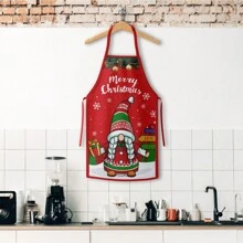 1 pieza Delantal con tema navideño - Gráfico de mujer sexy blanca, patrones de Papá Noel y alegres, tela de popelín de poliéster, delantal de cocina tejido, delantal y gorro de chef, para cocinar y hornear, accesorios de cocina y comedor - multicolor - Ver 5