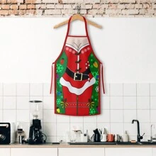 1 pieza Delantal con tema navideño - Gráfico de mujer sexy blanca, patrones de Papá Noel y alegres, tela de popelín de poliéster, delantal de cocina tejido, delantal y gorro de chef, para cocinar y hornear, accesorios de cocina y comedor - multicolor - Ver 8