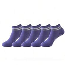 5 Pairs Grip Socks For Women, Non Slip Pilates Yoga Socks With Double Stripes Non Slip Socks For Workout, Ballet, Athletic Socks