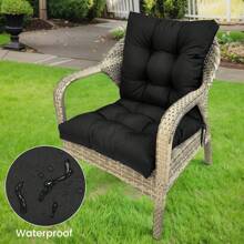 Garden Chair Cushion, Seat Cushion And Back Cushion, UV-Light-Resistant, Waterproof Chair Cushion, Indoor And Outdoor Cushion, Upholstered Cushions, Chair Cushion - 黑色 - 查看 4
