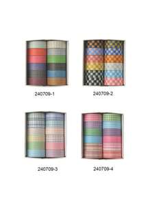 12 Rotoli/Scatola, 2 Metri/78 Pollici, Set di Nastro Washi a Fantasia Multicolore a Scacchi - Nastro Decorativo per Articoli di Cartoleria per lo Studio, Confezioni Regalo e Lavori Fai-da-Te - Materiale Cartaceo, Facile da Usare, Perfetto per Decorare Buste, Regali per Amici