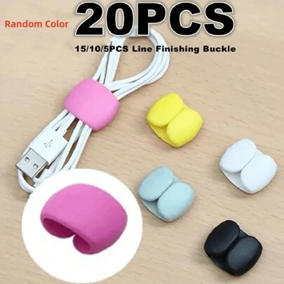 20/10/5 Pcs Charge Cable Protectors Travel Data Cord Clip Decoration Earphone Charging Cables Storage Buckle Cable Organizer(Random Color )