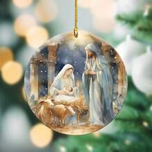 1 đồ trang trí treo bằng Acrylic hình Chúa Jesus giáng sinh, trang trí tròn phẳng cho gia đình, văn phòng, xe hơi, ba lô, quà tặng cho người theo đạo Thiên chúa - Nhiều màu - Xem 4