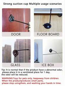 1pc Random Suction Cup Steel Wire Feather Cat Toy Wand, Pet Toy, Can Stick On Smooth Surface, Glass, Wall To Play With Cats