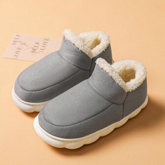 Pantofole da donna autunnali/invernali, morbide e calde in pile, comode per interni, antiscivolo per bagno, in colori uniti o stampa retrò, ciabatte casual con suola piatta