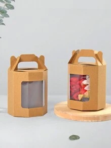 [10pcs/5pcs/1pc] 简约透明窗口牛皮纸八角礼盒、礼品展示盒、可爱折叠花礼盒、礼品包装盒、小雕像展示盒、珠宝透明窗口礼盒、口红和化妆品礼盒、生日礼盒，适用于情人节派对、返校季、生日派对、万圣节派对、圣诞派对、感恩节派对、送给家人和朋友的礼物 - 八角形手提禮品盒 - 查看 6