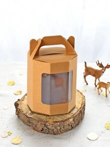 [10pcs/5pcs/1pc] 简约透明窗口牛皮纸八角礼盒、礼品展示盒、可爱折叠花礼盒、礼品包装盒、小雕像展示盒、珠宝透明窗口礼盒、口红和化妆品礼盒、生日礼盒，适用于情人节派对、返校季、生日派对、万圣节派对、圣诞派对、感恩节派对、送给家人和朋友的礼物 - 八角形手提禮品盒 - 查看 10