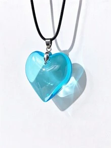 1 pieza Collar con colgante de corazón grande de 35mm de vidrio de color minimalista y único, adecuado para uso diario el Día de San Valentín