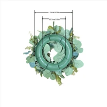 1/2 件人造塑料仿桉树花环，小绿叶花环适用于农舍、节日、节庆、聚会、家庭门廊、春节装饰。小花环可用于室内或室外，悬挂在壁炉上方、前门或客厅墙壁上、桌面装饰、中心装饰、人造花、塑料花、情人节、礼物 - 綠色 - 查看 2