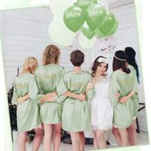 15 Stücke Brautjungfer Bademantel Set mit 5 Stücke Schlafmaske, 5 Stücke Elastikhaarbänder und 5 Stücke Brillen für den Hochzeitstag, Hochzeitsvorbereitungen, Junggesellenabschiede, Cosplay, Kostümpartys, Aufführungen