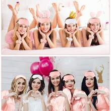15 Stücke Brautjungfer Bademantel Set mit 5 Stücke Schlafmaske, 5 Stücke Elastikhaarbänder und 5 Stücke Brillen für den Hochzeitstag, Hochzeitsvorbereitungen, Junggesellenabschiede, Cosplay, Kostümpartys, Aufführungen