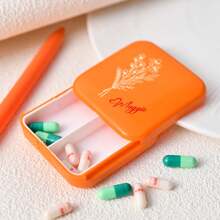 Personalized Portable Travel Pill Box, Waterproof Medication Organizer Suitable For Pocket Wallet Daily Pill Box, Customizable Portable Medicine Vitamin Container, Can Be Placed In Pocket Or Wallet, Safely Store Daily Dose, Reusable Pill Box, Self-Sealing Travel Medicine Organizer With Sliding Lock, For Pills And Small Items - Orange - View 4