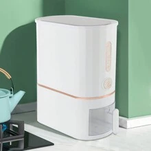 10kg/22lbs Rice Dispenser With Cup And Scale Window, Large Dry Food Dispenser For Rice, Beans, Cereals, Kitchen Pantry Organizer, PP Narrow Barrel Body