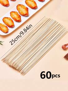 100pcs (±5) Disposable Bamboo Skewers, BBQ Grilling Sticks, Fried Chicken Skewers, Lamb Kebab Skewers, Suitable For Summer Outdoor BBQ, Hotpot, Camping, Party, DIY Craft, Fruit Skewers, Camping Accessories