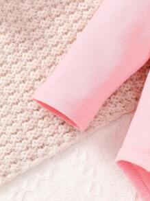 2pcs/Set Cute Baby Girl Letter Print Bodysuit And Printed Pants Set - Pink - View 6