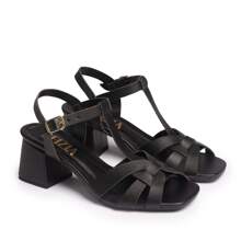 Women's Sandals Mid-Heel Square Block New Arrival Fashion Modern Party Comfortable Fashion Blogger New - 黑色 - 查看 4