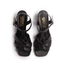 Women's Sandals Mid-Heel Square Block New Arrival Fashion Modern Party Comfortable Fashion Blogger New - 黑色 - 查看 6