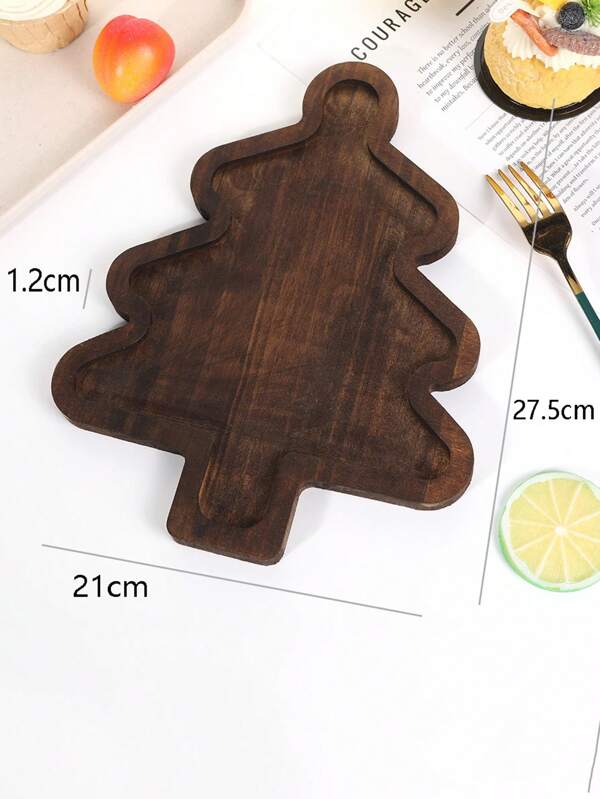 1pc Christmas Gift Dinnerware Tray Cute Wooden Christmas Gift Tree Fruit Cake Dessert Compartment Plate