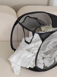 1pc Cesto de roupa dobrável, cesto de malha para armazenamento de roupas sujas