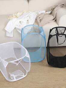 1pc Cesto de roupa dobrável, cesto de malha para armazenamento de roupas sujas