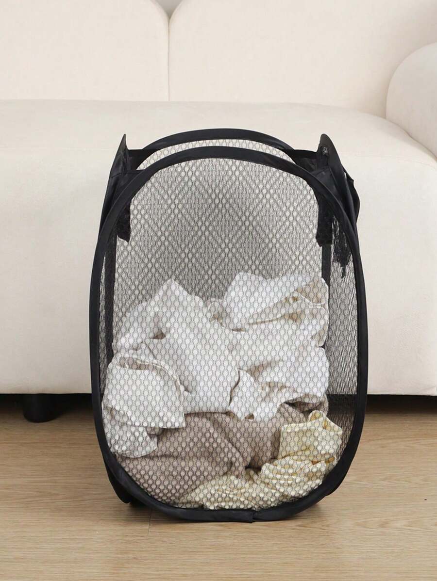 1pc Cesto de roupa dobrável, cesto de malha para armazenamento de roupas sujas