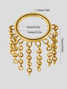 1PC 316L Stainless Steel Chain Dangle Ear Cartilage Tragus Septum Piercing Ring Nose Piercing Rings Body Piercing Jewelry - As Shown - View 20
