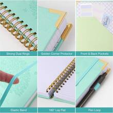 300 Pages Leather Journal Meeting Notebook, Large A5 Work Notepad, Hardcover College Ruled Notebook For Women & Men, Lined Diary Notebook For Writing, Thick Paper Lay Flat, Green Beautiful Notebook Gift Back To School