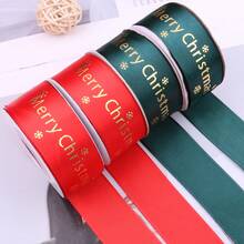 Cinta de Navidad de 2,5 cm "Feliz Navidad", cinta decorativa con diseño de árboles de Navidad para regalos, manualidades, 2024, Navidad - Verde - Ver 7