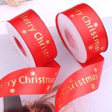 Cinta de Navidad de 2,5 cm "Feliz Navidad", cinta decorativa con diseño de árboles de Navidad para regalos, manualidades, 2024, Navidad - Verde - Ver 5