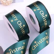 Cinta de Navidad de 2,5 cm "Feliz Navidad", cinta decorativa con diseño de árboles de Navidad para regalos, manualidades, 2024, Navidad - Verde - Ver 6