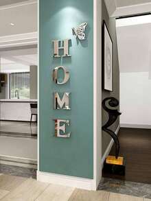 5pcs Acrylic 'Home' Letter Mirror Wall Stickers Silver Decor For Living Room Bedroom - Multicolor - View 8