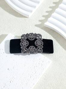 1pc Flocked Rhinestone Decor Hair Clip, Side Bang Clip - Multicolor - View 4