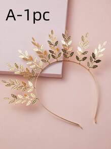 3 piezas Diademas elegantes con decoración de hojas y pedrería - Dorado - Ver 17