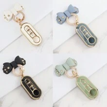 1pc Car Key Fob Cover, Soft TPU Car Key Holder/Case Shell For Fiat 500 Key Cover For Boyue For Bravo For Iveco For Olsen Car Key Remote Fashionable And Keybags Suitable For Girls