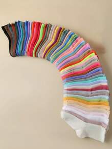 10 chiếc/20 chiếc/30 chiếc Vớ cổ cao mùa thu đông cho nữ ngẫu nhiên, Thiết kế Dopamine nhiều màu sắc, Phong cách thường ngày, Thoáng khí, Thấm hút ẩm, Phù hợp với mọi người - Nhiều màu - Xem 1