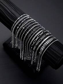 15 件心形链手链套装，女士节日约会日常佩戴配饰，圣诞礼物