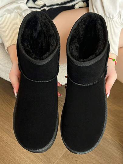 Plush Thickened Faux Fur Snow Boots, Anti-Slip Warm Lining Ankle Boots For Teens, New Winter 2020-2025 Collection