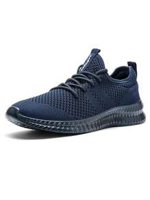 DaoLxi Zapatillas de deporte ultraligeras para hombres, zapatos de tenis, correr, con malla, antideslizantes, cómodos, para trabajo, entrenamiento, deporte, con suela transpirable, color azul oscuro - azul oscuro - Ver 6