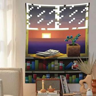 1 st pixelstil plysch vägghängande gobeläng, tvättbar, lämplig för sovrum, vardagsrum, inredning i sovsal, lämplig som present till kvinnor, män, vänner