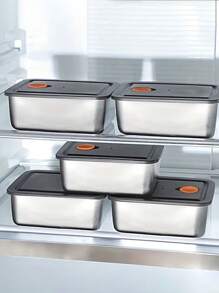5 szt. pojemników do przechowywania żywności ze stali nierdzewnej z pokrywkami - szczelne, mroźne kwadratowe pudełka bento, odpowiednie do owoców i przekąsek - piknik i organizacja kuchni pojemniki na lunch pojemniki na żywność
