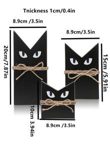 3 件套农舍万圣节装饰套装 - 质朴的木制黑猫和幽灵主题，非常适合分层托盘和斗篷装饰，非常适合家庭、卧室、客厅 - 艺术条纹设计，涂漆饰面 - 彩色 - 查看 4