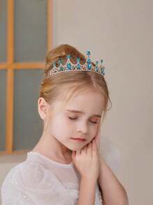 1 szt. Vintage Rhinestone Tiara-królewska korona ślubna dla panny młodej, elegancka księżniczka świąteczna korona kostium opaska na głowę akcesorium do włosów z kryształem, lśniąca korona królowej nadaje się na prezenty świąteczne dla dziewcząt na cosplay i imprezę halloweenową