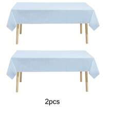 2pcs Plastic Disposable Table Cover, Minimalist Solid Color White Disposable Tablecloth For Party,