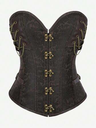 哥特式紧身胸衣蒸汽朋克宫廷紧身胸衣复古服装衬裙，黑色，适合女式，万圣节