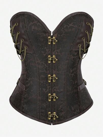 Corsé gótico estilo steampunk, punk y vintage, corpiño de palacio, quimono, color negro, para mujer, Halloween