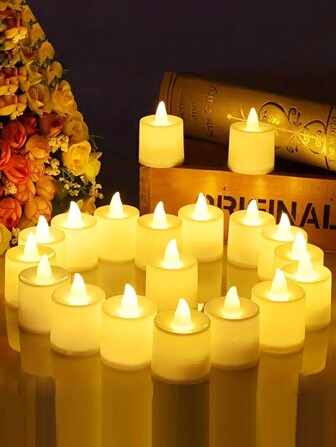 6/12/24/48 st. varma färger, flamlösa LED-ljus, 1,7" nattljusdekor, kreativa bröllops- och födelsedagsljusdekorationsrekvisita, elektroniska ljus, alla hjärtans dag-presentdekor