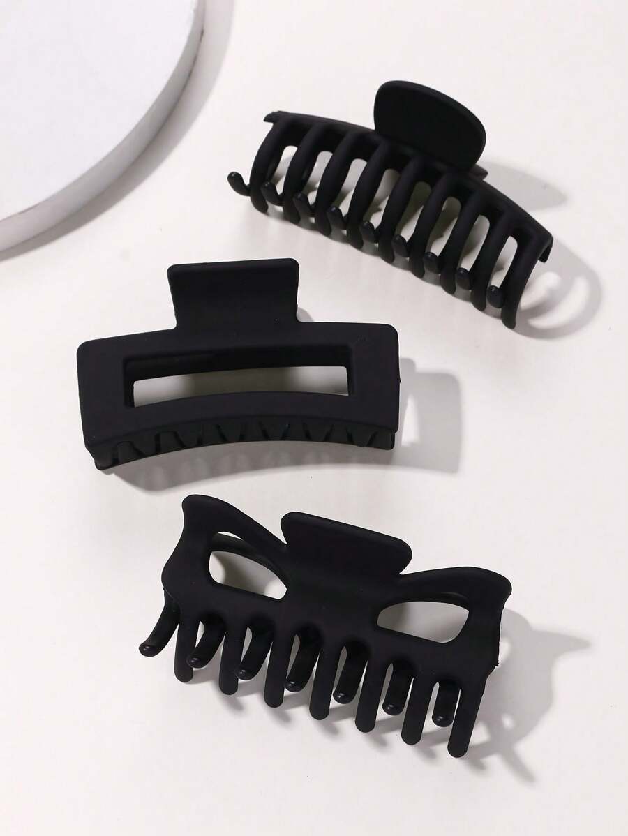 3入組時尚幾何造型大號髮鉗,強力固定下巴髮夾,蝴蝶髮夾髮鉤時尚髮飾,適用於休閒場合的女性厚髮